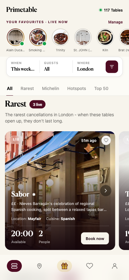 Primetable - Mobile mockup